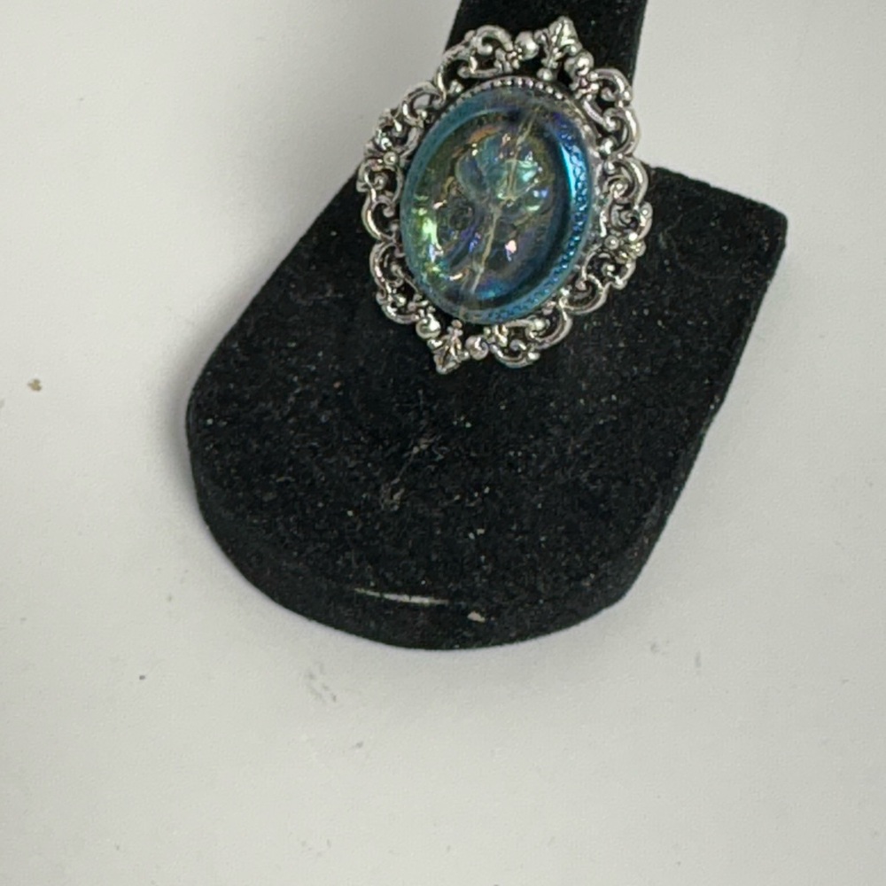 Elegant Silver and Blue Women's Ring